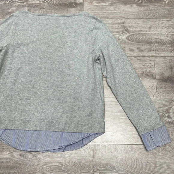J. Crew Mercantile Boatneck Long Sleeve Gray Tee with Faux Layered Look L - Picture 15 of 15